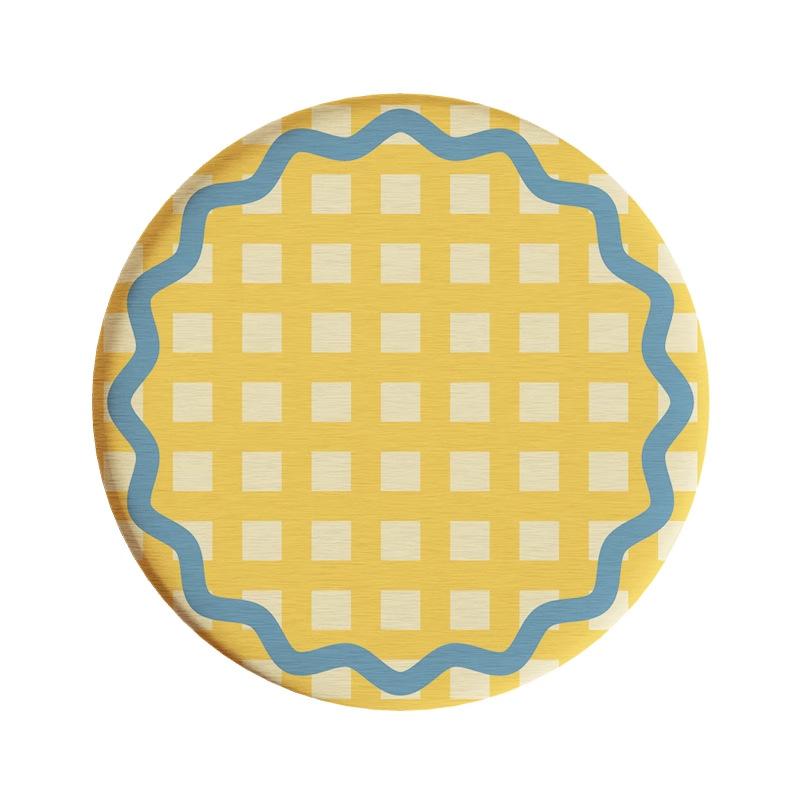 Round plaid hard diatom mud coffee tea coaster thermal insulation pad office non-slip absorbent pad