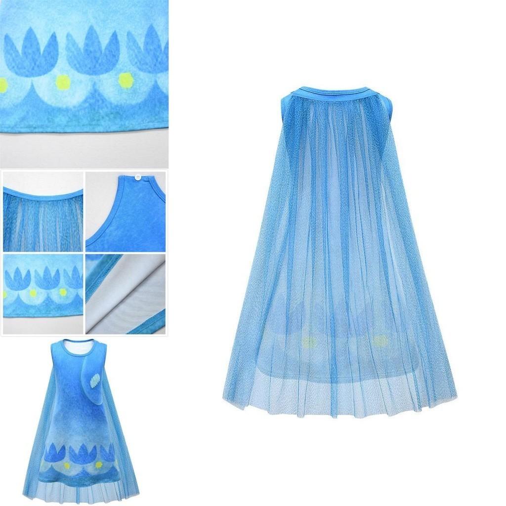 Очаровательное детское платье Поппи из Тролли 2, костюм для косплея с удобной накидкой