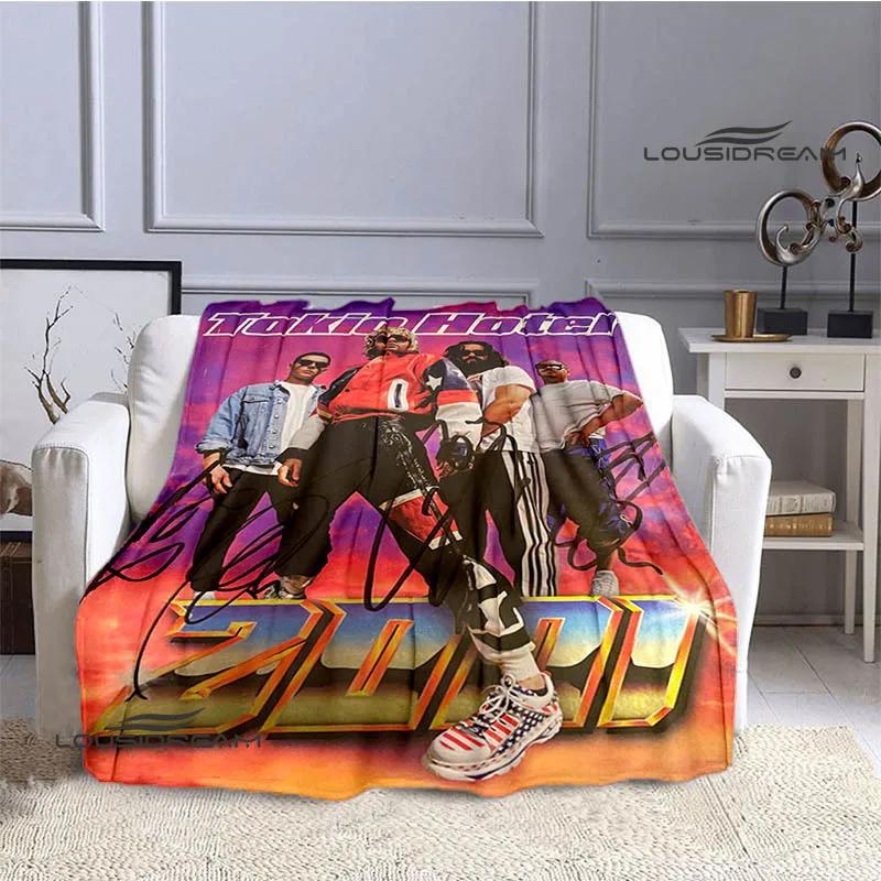Одеяло с принтом группы Tokio Hotel в стиле ретро, ​​теплое одеяло, фланелевое мягкое и удобное одеяло, постельное белье для путешествий, подарок на день рождения