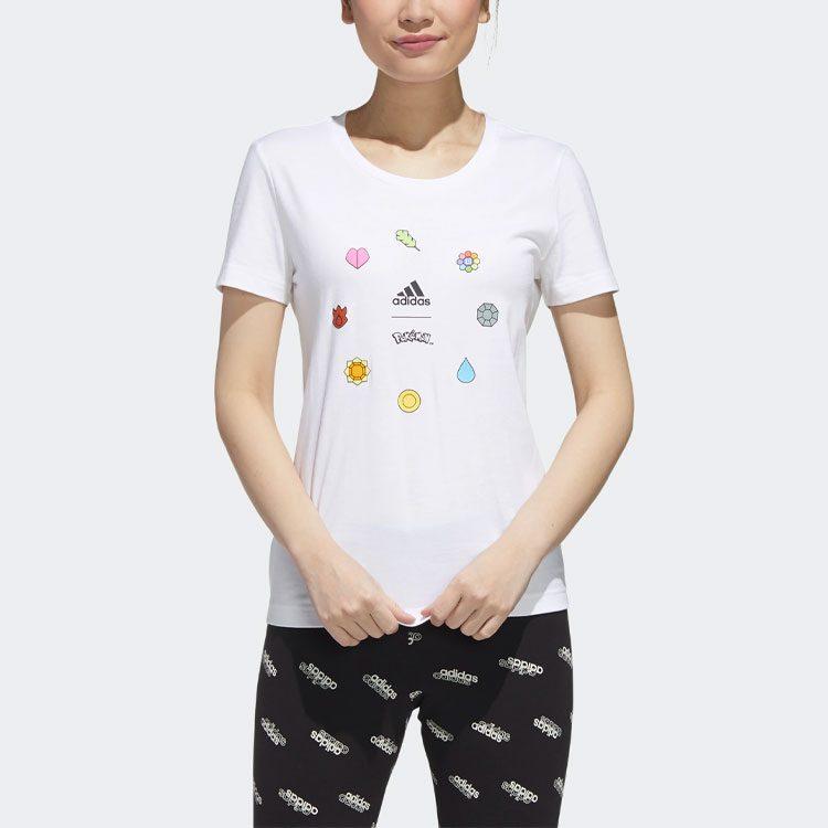 Adidas X Pokemon T Shirts Women's White Crew Neck Moderate Straight Fit GN3003