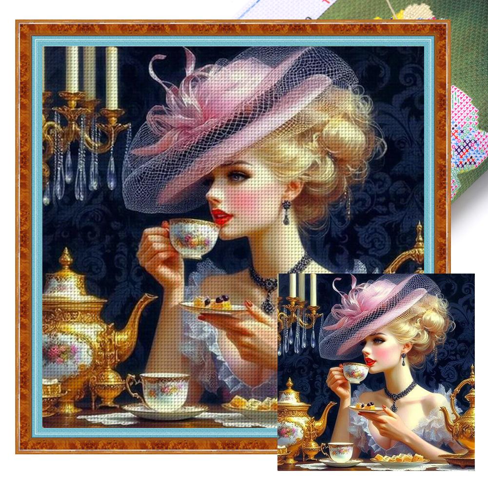 Полная вышивка эко-хлопковой нитью 11CT с принтом для девочек, набор для вышивки крестом, искусство