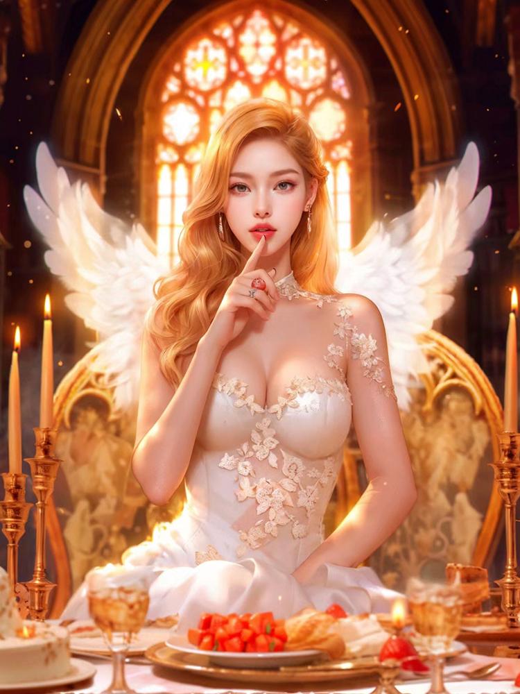 5D DIY Алмазная картина Крылья ангела Полный квадрат Круглый Алмазная мозаика Мультфильм Портрет Фэнтези Искусство Украшение для дома Подарок