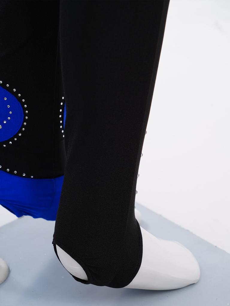 Девочки Цветной блок Гимнастический комбинезон Водолазка Длинный рукав Блестящие стразы Боди Комбинезон На все тело