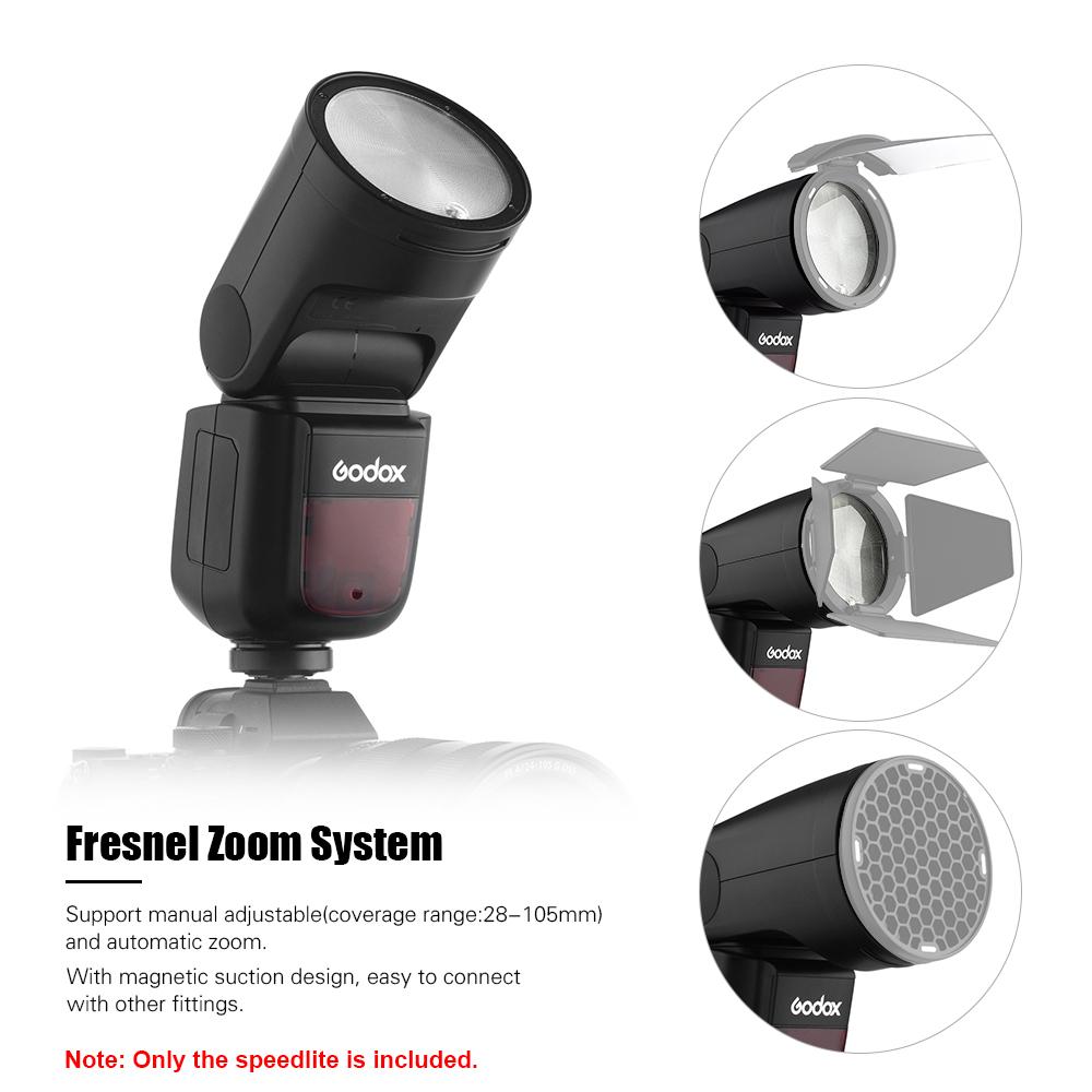 Godox V1S Professional Camera Flash Speedlite Speedlight Round Head Wireless 2.4G Fresnel Zoom