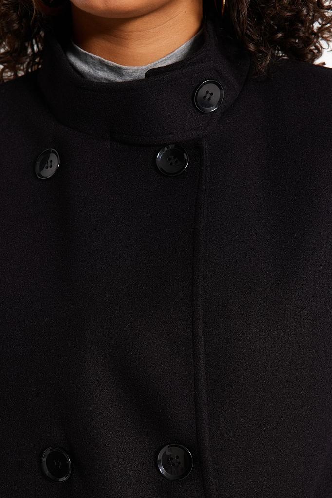 Women's Style Plus Size Black Double Closure Stand Collar Coat