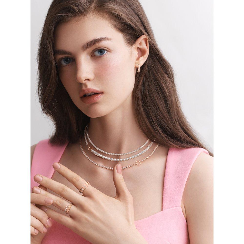 [Rosemont] Silver Pearl Necklace La Flèche Ra0126