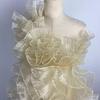 New Glossy Organza Lace Trim Fabric 13cm Wide 2yard Pleated Ruffles Material 3D Wedding Dress Sewing Accessories