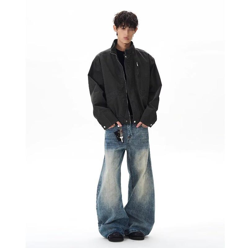 Мужская ретро рабочая куртка в американском стиле с воротником-стойкой - Весна 2025, Короткая свободная верхняя одежда, Летный костюм