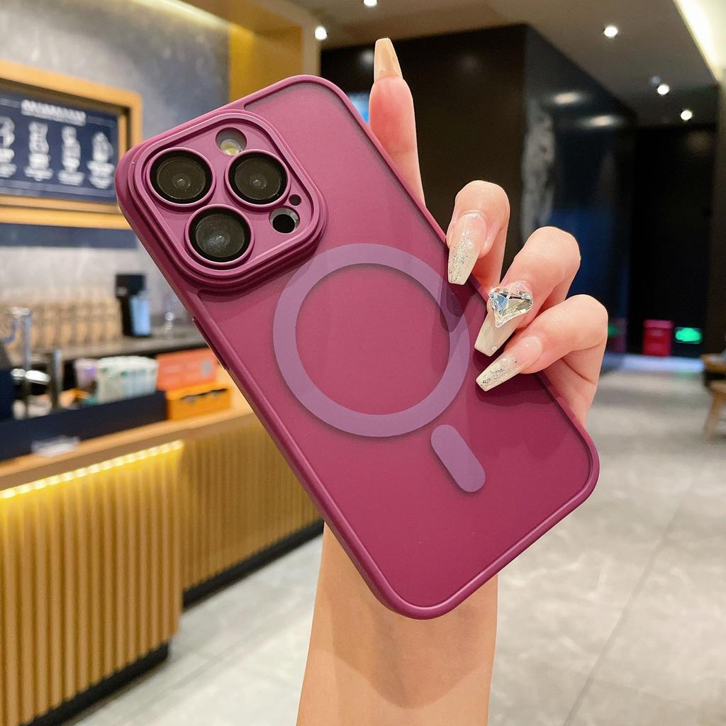 Для iPhone 17 Магнитный чехол для телефона с матовой поверхностью, имитирующей кожу, для Apple 16 PROMAX с пленкой для объектива 15 Защитная крышка 14