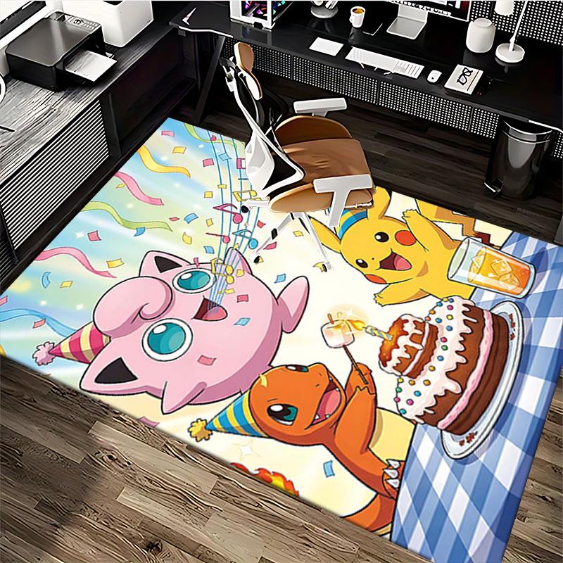 1pc Pikachu, Charmander & Jigglypuff Birthday Party Chair Mat, Non-Slip Carpet for Office, Home Decor, Living Room, Bedroom, Game Room, Festive Gift,