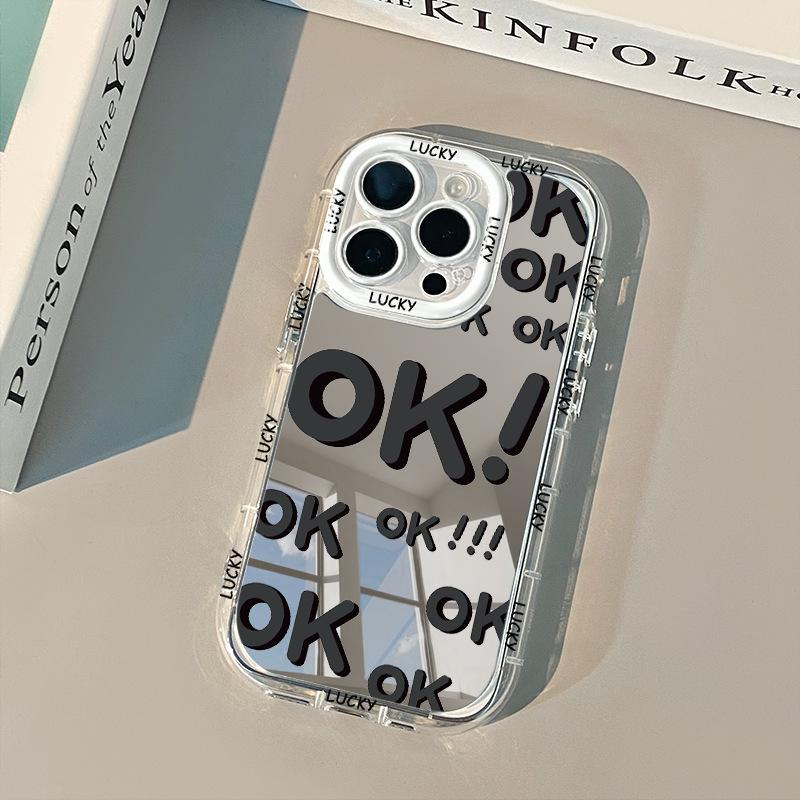 Желтое OK Зеркало для Кремового Чехла для Apple 16promax Противоударное для IPhone 14/12/11 Силиконовое 15plus