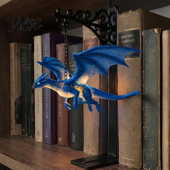 Коллекционный предмет Дракон Магическая летающая книжная полка-лампа, Теплый подвесной ночник, Декор комнаты в стиле фэнтези, Декор уголка для чтения, Уникальный подарок для влюбленных