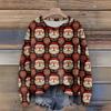 Long Sleeve Pullover Sweaters For Women O Neck Casual Cute Printing Knit Oversized Sweater