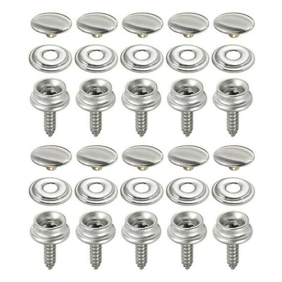 10Set/Bag Snap Fastener Multiple Use Rust-proof Metal 15mm Pop Studs Heavy Duty Press Button for Boat Covers