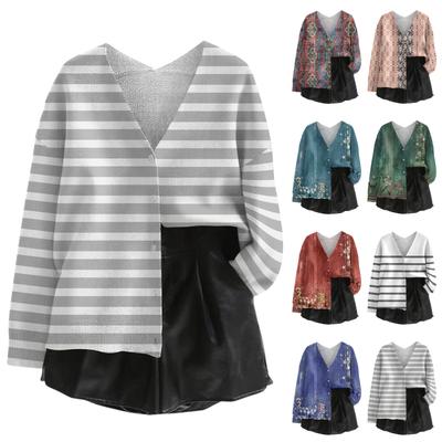 Женский топ с V-образным вырезом, с принтом, утолщенный, из плюшевого кашемира, теплый, длинный топ