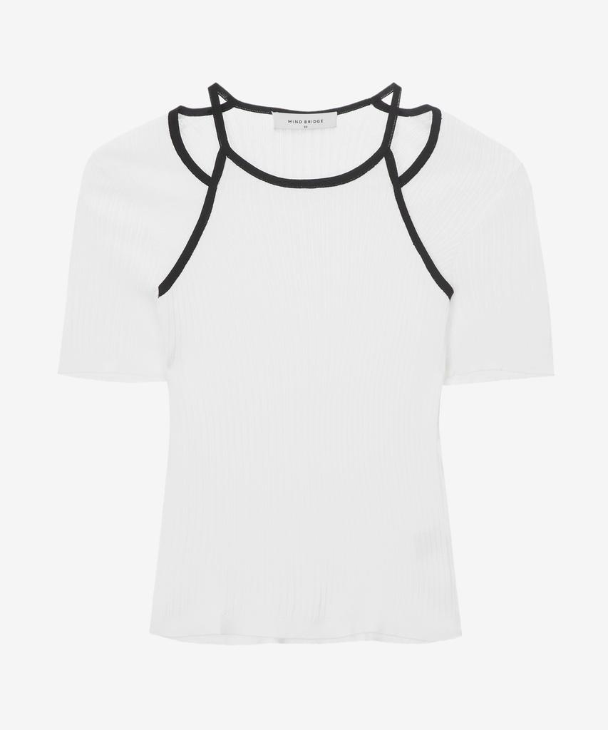 MIND BRIDGE WOMEN [W] Cutout Layered Contrast Knit - 2Color Mykt3280