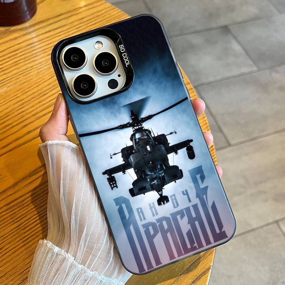 Чехол для телефона AH-64 A-Apache Longbow для iPhone 16 17 15 14 12 13 Pro Max Черный Конфетный Матовый Ударопрочный Чехол