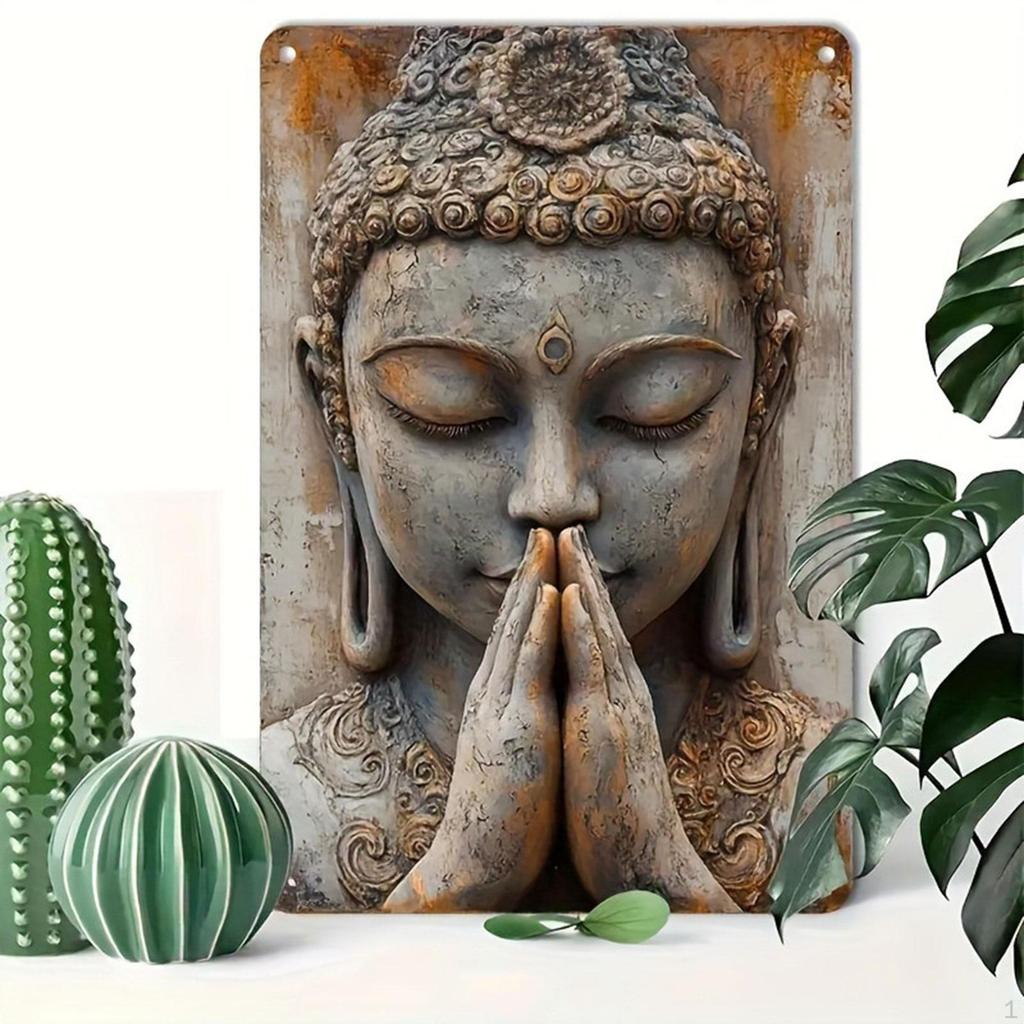 Buddha Wall Plaque Ornament 2D Flat Gifts Versatile Metal Art Decor Accessories for Cabinet