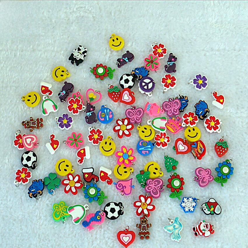 Популярная подвеска из мягкого клея ПВХ: Браслет из резинок с радужным рисунком и железным кольцом.