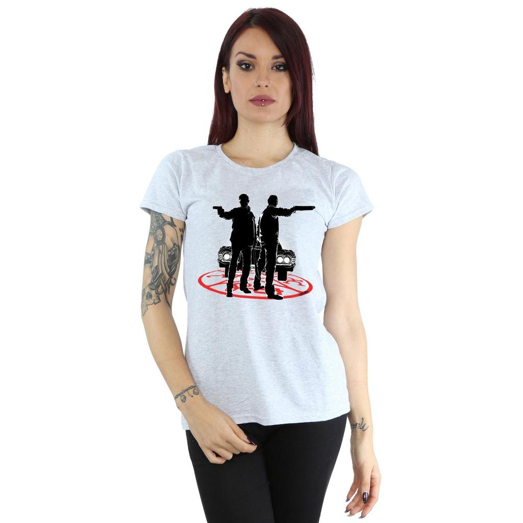 Supernatural Womens/Ladies Sam And Dean Silhouette Cotton T-Shirt