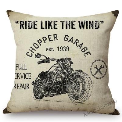 Vintage American Style Muscle Motorcycle Club Art Throw Pillow Case Retro Classic Motorbike Poster Art Linen Cushion Cover Case