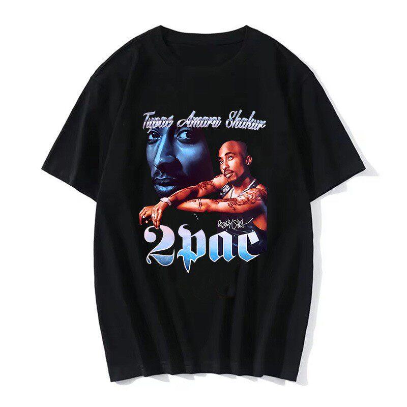 TUPAC Уличная одежда Харадзюку Футболки Женские Харадзюку Топ Футболки Женская Футболка Хип-Хоп Рэпер Графический Принт Повседневная Футболка Одежда