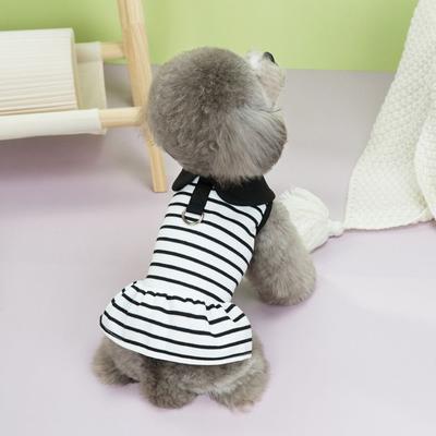 Удобные Милые Полосатые Футболки для Собак Дышащие Мягкие Юбка для Питомца Тонкий Дизайн Шлейка-Жилет для Собаки Весна Лето