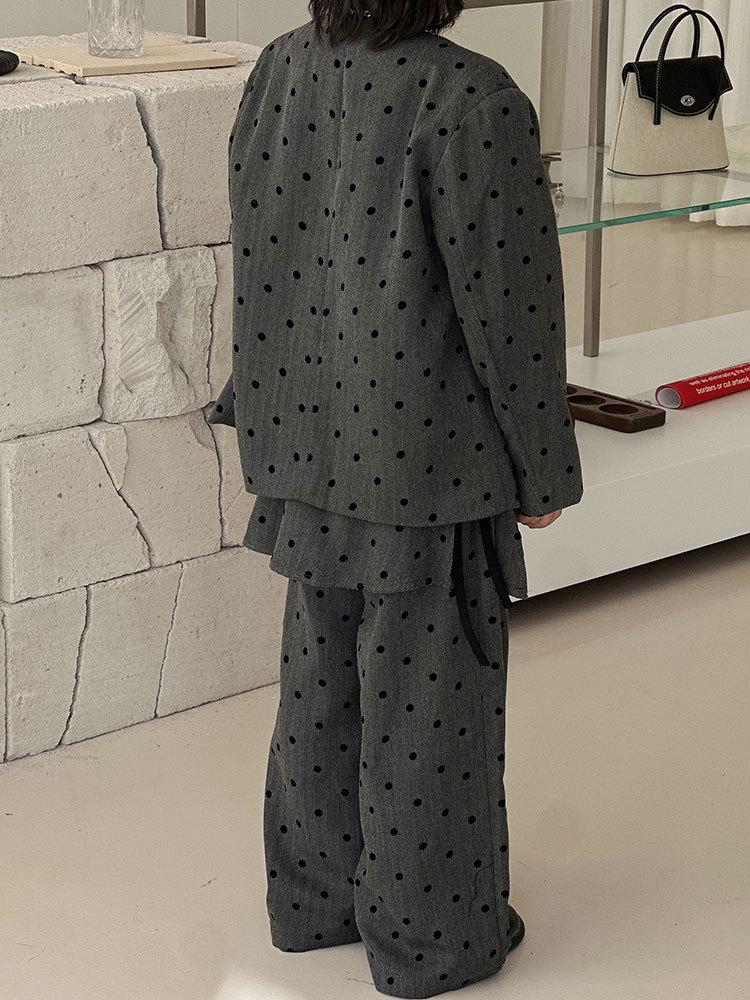 Комплект костюма в горошек в стиле ретро для мальчиков - Уличный стиль на осень 2025, формальная одежда для дней рождения