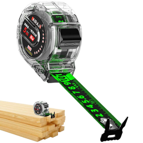 Fluorescent Measuring Tape, Light-Up Tape, Double-Sided Illuminated Measuring Tape In Clear Case, 5m/7.5m/10m, High-Precision Convex, Transparent Carp