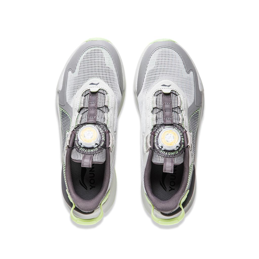 Li Ning Kids Qiang Yue V2 Comfortable Shock Absorption Rebound Breathable Support Low Top Casual Shoes Kids Casual Shoes Gray YKCU046-1