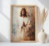 Jesus In Prayer Jesus In Prayer, 40X50 Cm, Gold Aluminum Frame, 230 Gsm Matte Paper