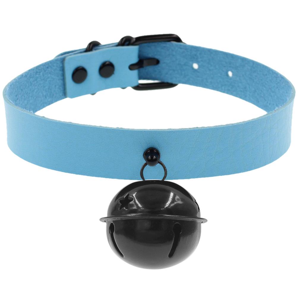 Стильный черный ошейник из искусственной кожи в стиле Харадзюку с подвеской-колокольчиком