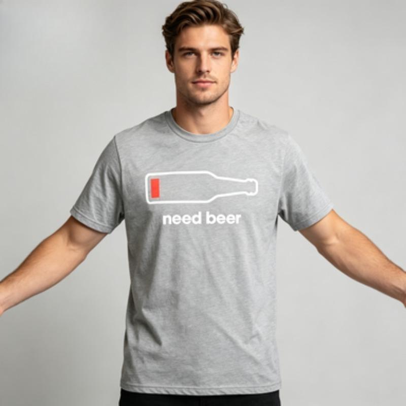 Unisex 100 Cotton O Neck T Shirt Need Beer Minimal Beer Bottle Outline Graphic Beer Lover Casual Male Short Sleeve Tee Tops