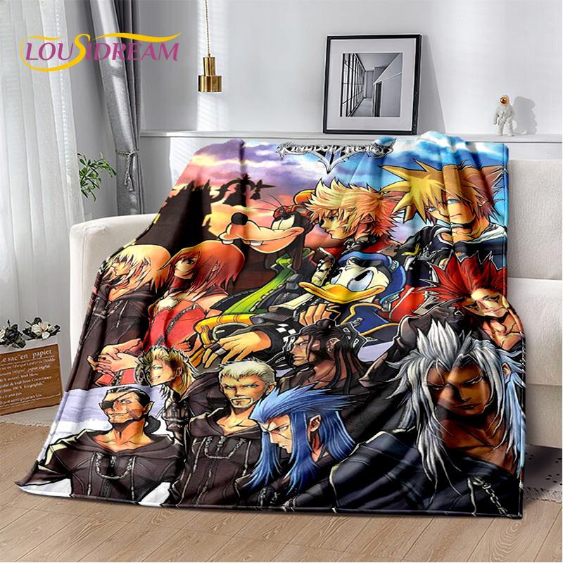 Cartoon Kingdom Hearts Games 3D Soft Flannel Blanket for Beds Bedroom Sofa Picnic,Throw Blanket for Cover Outdoors Leisure Gift
