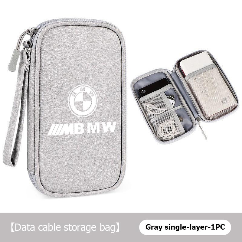 Universal Car Travel Portable Data Cable Storage Bag Accessories For BMW M3 M5 X3 E93 F10 F20 F30 F40 F15 F25 F26 F31 F49 F86 QS4