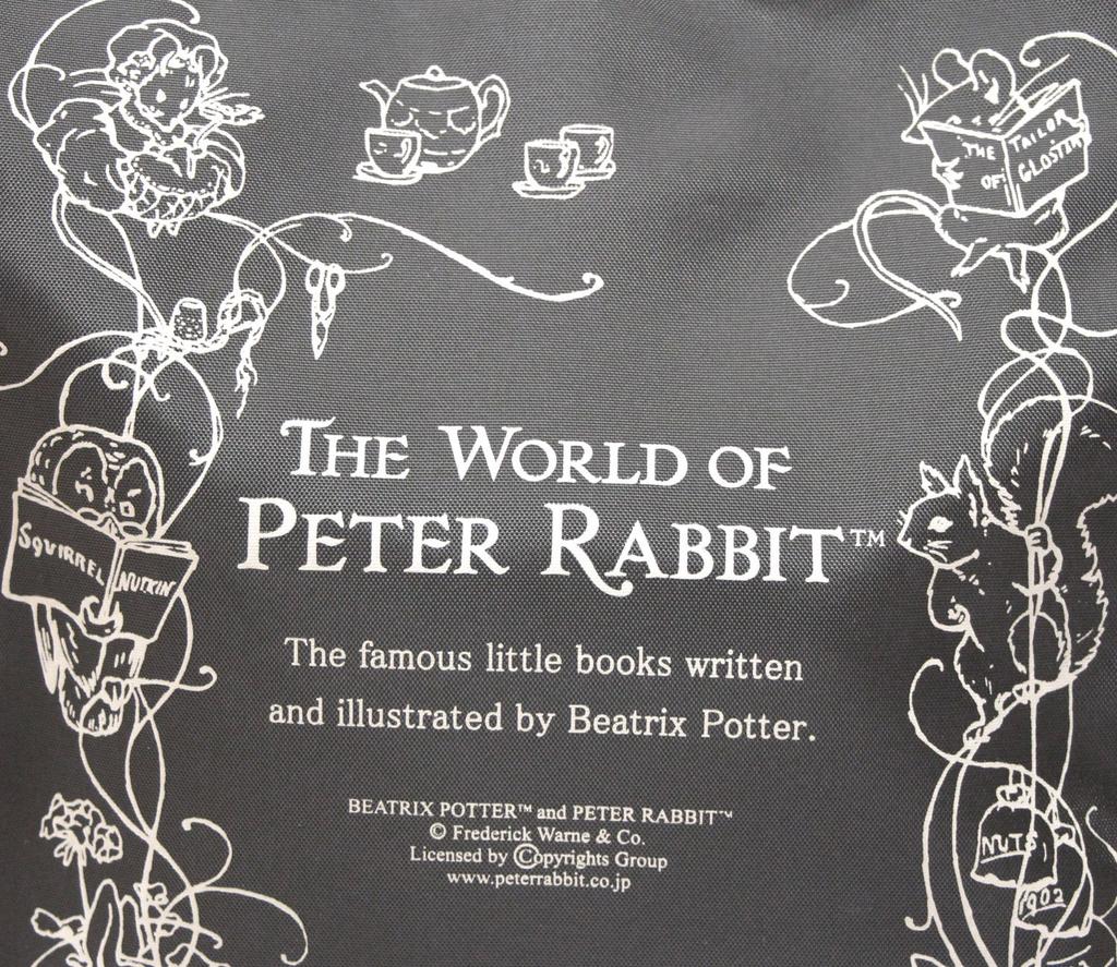 Yubisha Peter Rabbit Square Tote Bag, Black, 34cm H x 32cm W x 14cm D, Two-tone Color