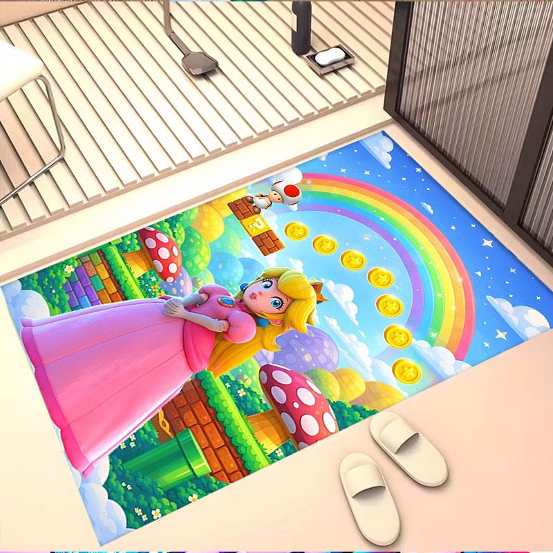 Princess Peach Toadstool Print Rug, Washable Floor Carpet, For Entryway Dorm Laundry Room Office Study, Home Decor Birthday Christmas Gift
