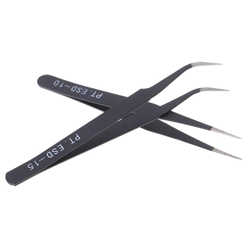 1Pc Micro Point Curved Straight Tweezers Fine Tip Stainless Steel