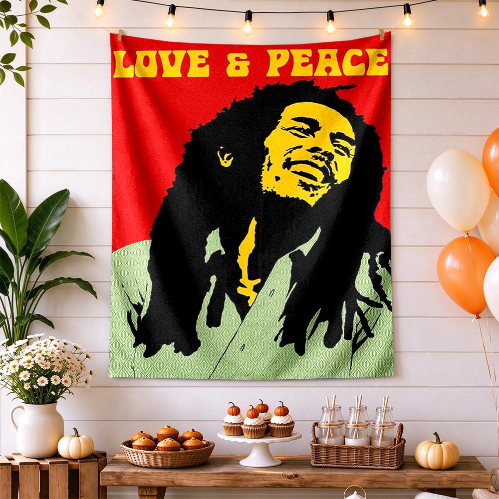 Bob Marley Retro Tapestry Rustic Farmhouse Designed for Dorm Wall Bedroom Reading Corner All Season Hand Painted Style Perfect Gift for Dorm Roommate