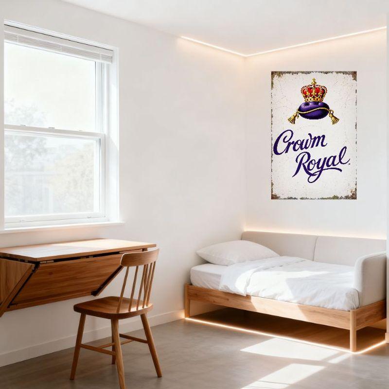 Винтажная металлическая жестяная табличка Crown Royal Whisky, Золотая корона Фиолетовая подушка Ретро Бренд виски Декор Табличка для Бара Мужской комнаты Клуба Ре