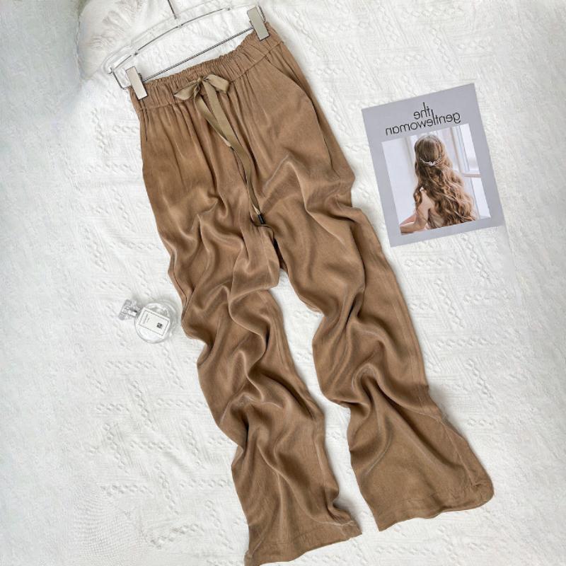Женские летние тонкие драпированные брюки Copper Ammonia Silk с широкими штанинами и высокой талией, свободные прямые брюки Ice Silk