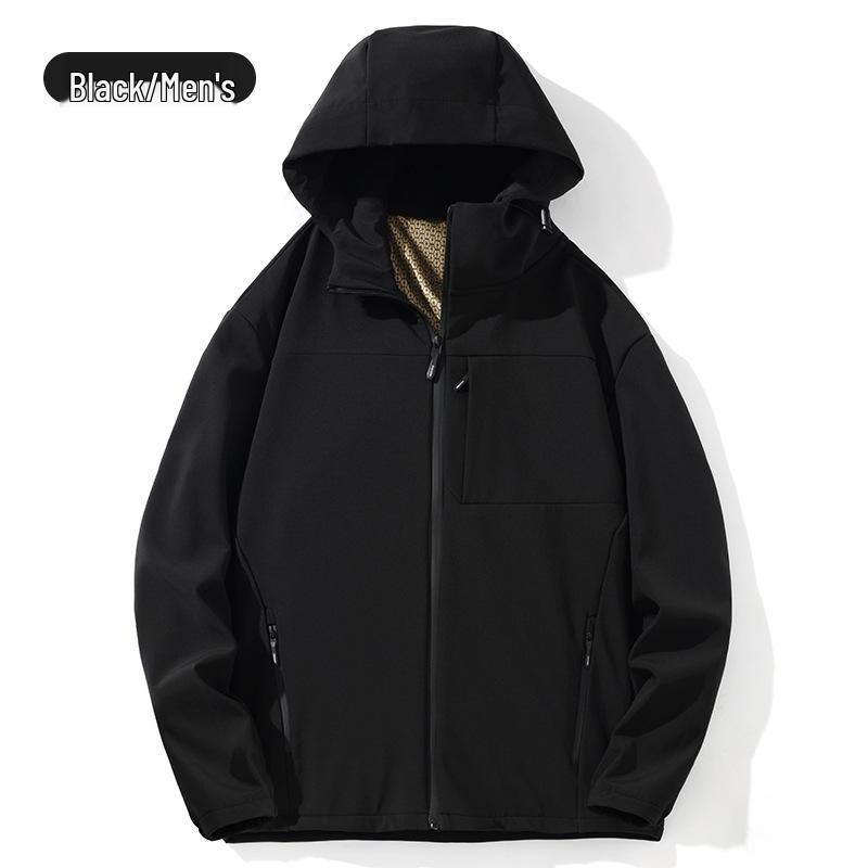 Unisex Windproof Softshell Jacket: Warm Hooded Outdoor Cardigan for Men & Women In Autumn/Winter