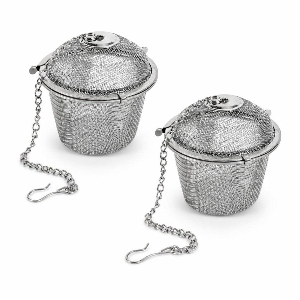 2Pcs Stainless Steel Mesh Tea Strainer 6.5cm Loose Tea Diffuser Tea Ball Infuser For Seasonings