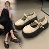 Black Thick Bottom Mary Jane Shoes Female Summer Round Head Retro Heightening Shallow Mouth Single Shoes