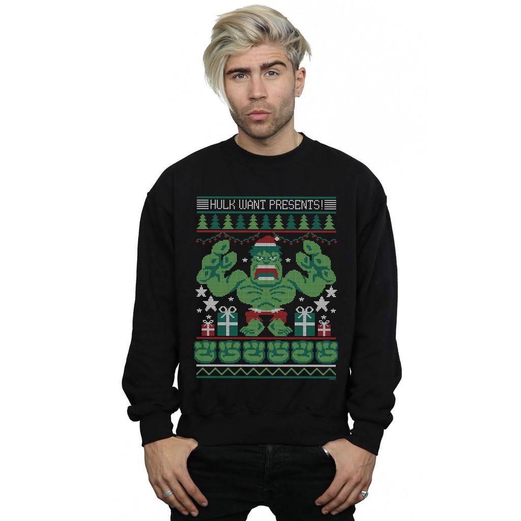 Marvel Mens Hulk Want Presents Fair Isle Sweatshirt