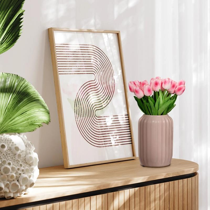 Tulips Silicone Flowers Artificial Decorative Plants for Vase 5 Pcs Pink