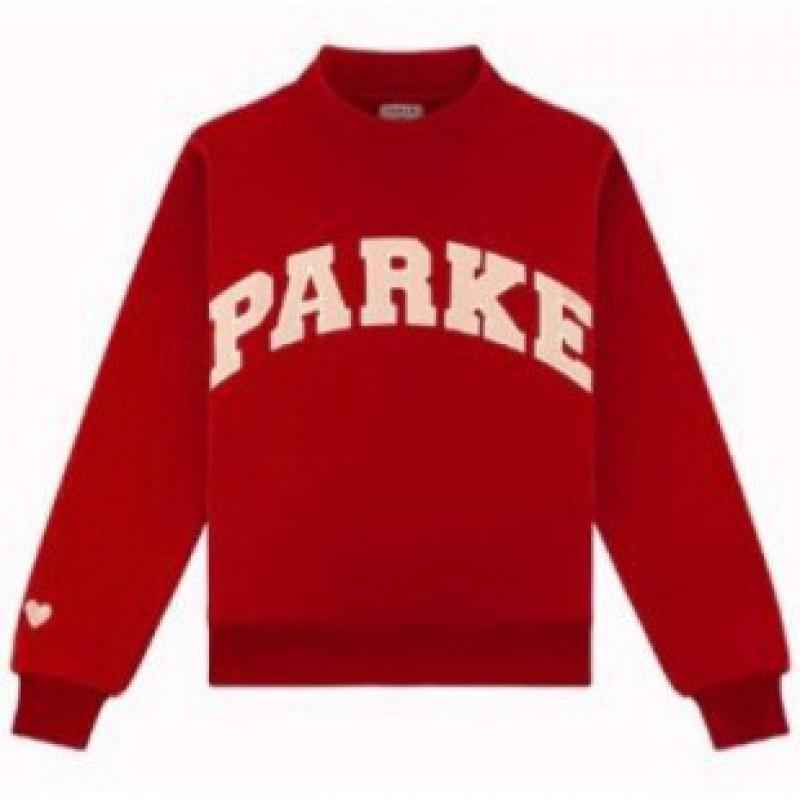 PARKE Letter Embroidery Hoodie Heart Small Tag Loose Fit Casual Pullover Youth