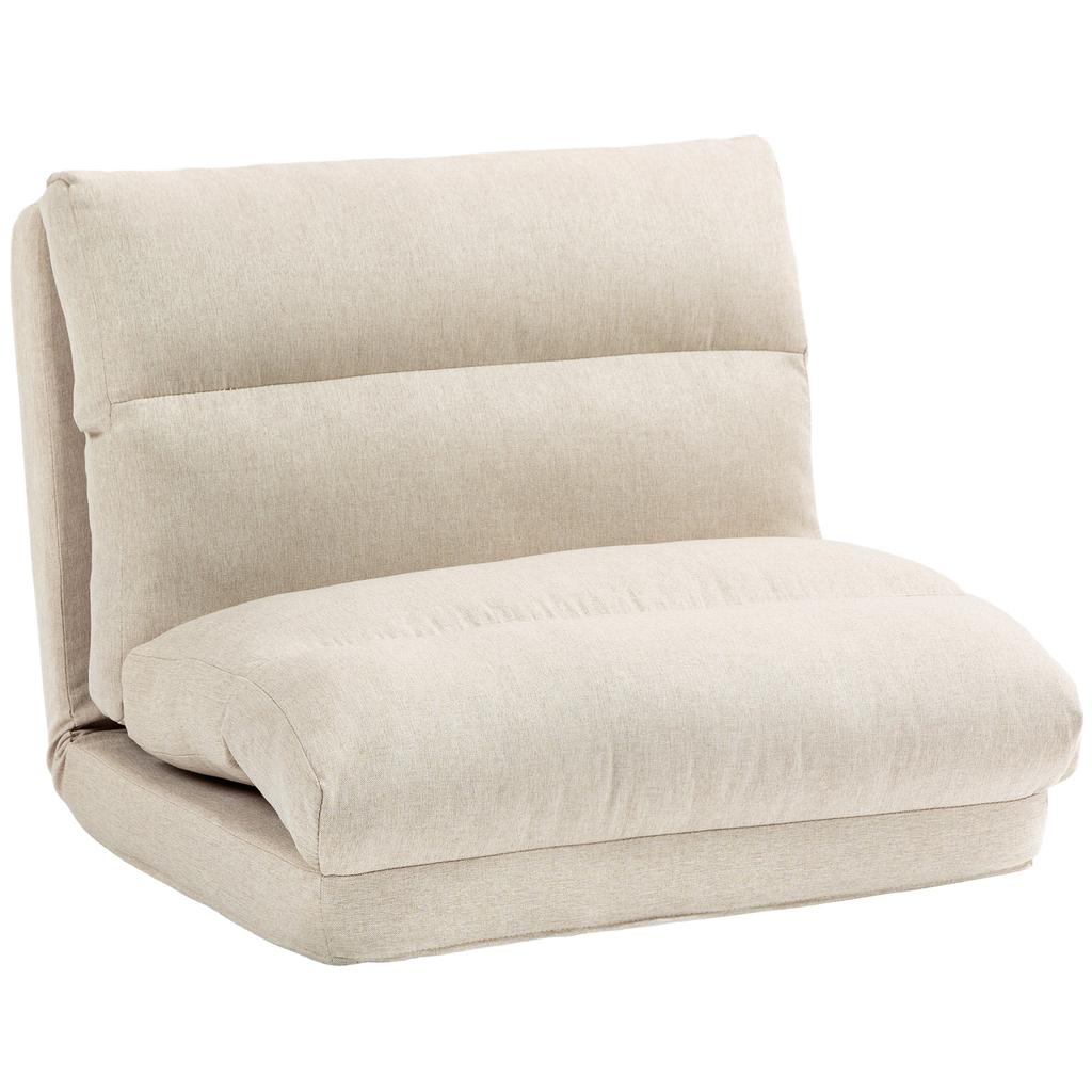 Bean Bag with Bed Function, Reclining Backrest, Foldable, up to 120kg, 70 x 72 x 56 cm, Beige