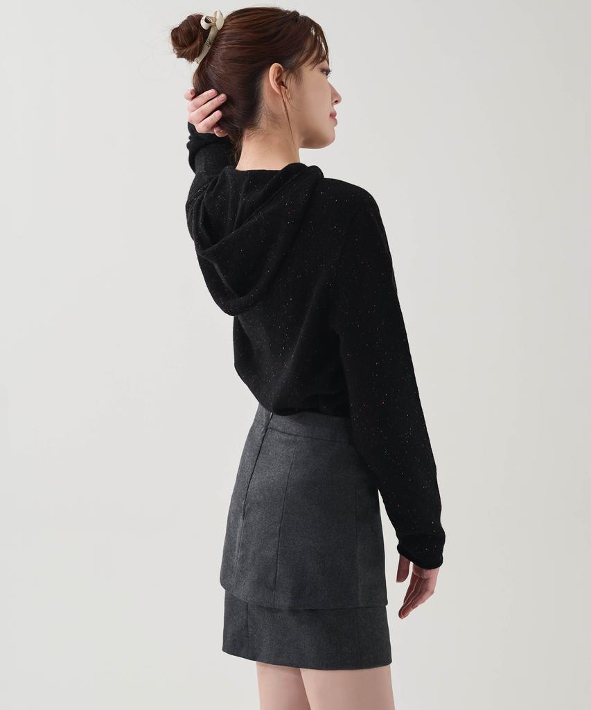 HYEYEONG KIM Wool Layered Midi Skirt - Charcoal