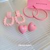 Акриловые серьги-пусеты «Серебряная игла» с розовым сердцем, вязаные крючком - Роскошная модная бижутерия для женщин